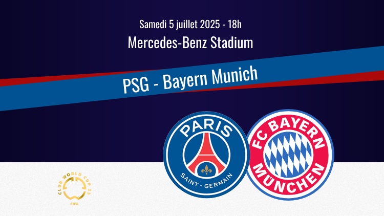 Le PSG affronte le Bayern Munich ce samedi après-midi en quart de finale de la Coupe du monde des clubs. Le coup d’envoi est prévu à 18h, heure française, et le match PSG/Bayern sera diffusé en direct et gratuitement sur DAZN.