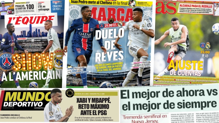Le choc PSG/Real Madrid de ce mercredi (21h en France) fait forcément les gros titres de la presse madrilène, impatiente de voir s'opposer les deux derniers vainqueurs de la Champions League et « le meilleur du moment contre le meilleur de toujours ».