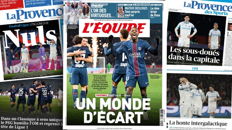 Au lendemain de la large victoire 5-0 du PSG face à l'OM, la presse française est unanime : la bande à Luis Enrique a humilié et surclassé celle de Roberto De Zerbi. De quoi provoquer un grand sentiment de honte du côté de la presse marseillaise.